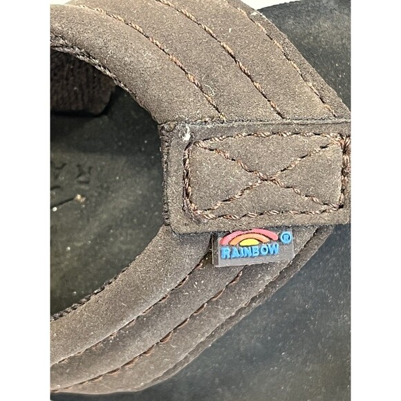 Rainbow Growbows Baby Unisex Size 5/6 Brown Leather Sling Back Flip Flops Classi - Picture 2 of 7